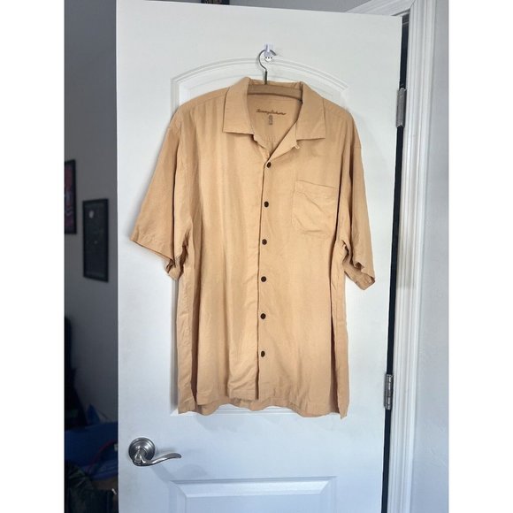 Tommy Bahama Shirt Orange Button Front 100% Silk Short Sleeve Tropical XL - Picture 11 of 12
